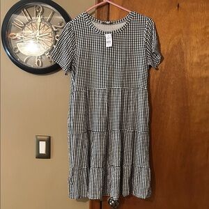 LOFT Black and White Gingham Midi Dress BNWT Medium